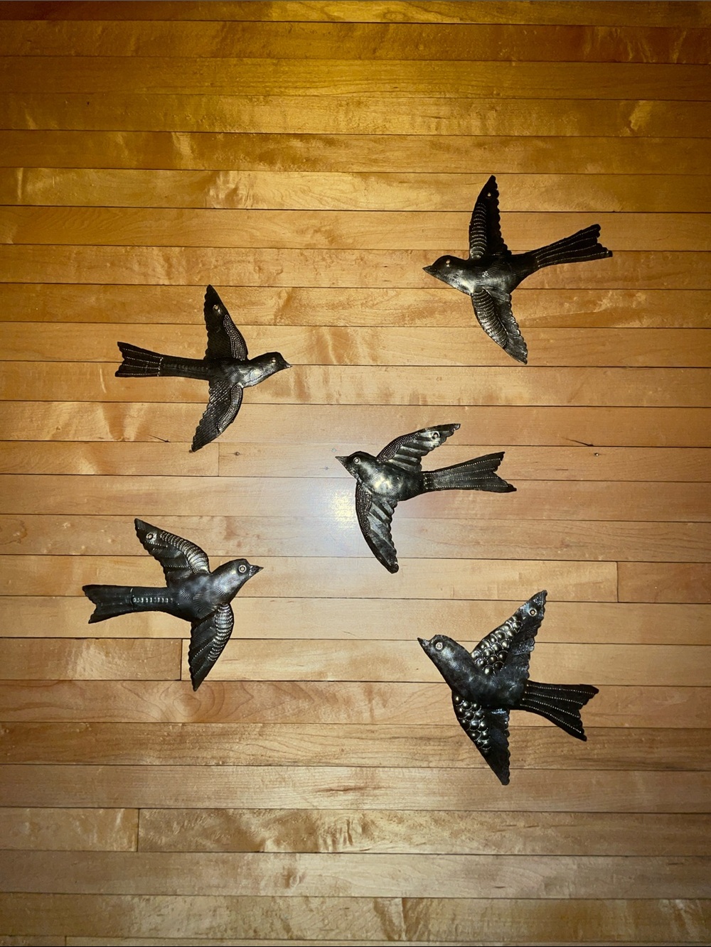 Bird Metal Wall Decor, Set Of 5, 3d Wings, Small Hanging Birds, Ornaments,💟
